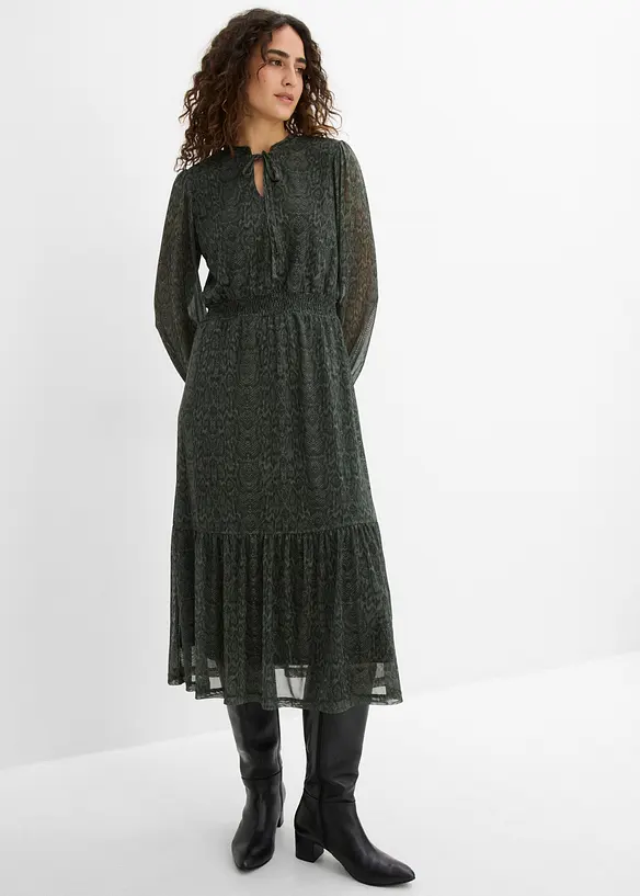 Jerseykleid aus feinem Mesh in grün von vorne (Totalaufnahme) - bonprix Jerseykleid aus feinem Mesh in grün von vorne (Totalaufnahme) - bonprix