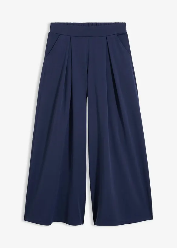 Schlupfhose mit Bundfalten in blau von vorne - bonprix Schlupfhose mit Bundfalten in blau von vorne - bonprix