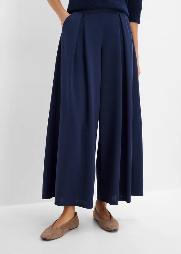 Schlupfhose mit Bundfalten in blau von vorne - bonprix Schlupfhose mit Bundfalten in blau von vorne - bonprix