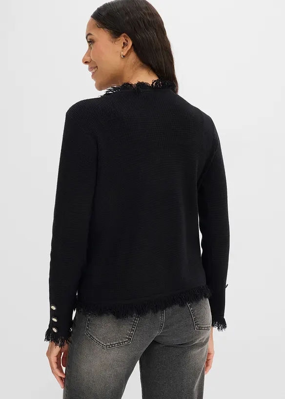 Strickjacke aus Bouclé in schwarz von hinten (im Anschnitt) - bonprix Strickjacke aus Bouclé in schwarz von hinten (im Anschnitt) - bonprix