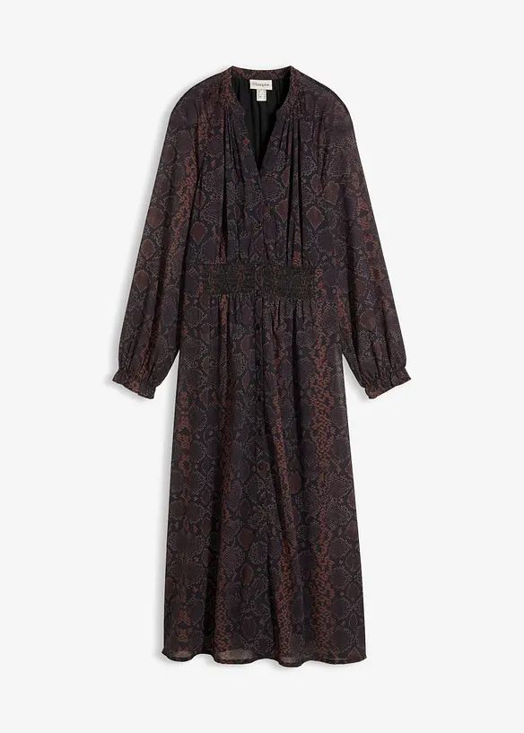 Chiffonkleid mit Frill-Ärmeln in braun von vorne - bonprix Chiffonkleid mit Frill-Ärmeln in braun von vorne - bonprix