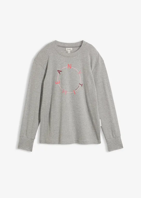 Langarmshirt mit schwerer Baumwolle in grau von vorne - bonprix Langarmshirt mit schwerer Baumwolle in grau von vorne - bonprix