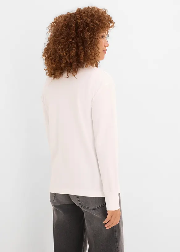 Langarmshirt mit schwerer Baumwolle in weiß von hinten (im Anschnitt) - bonprix Langarmshirt mit schwerer Baumwolle in weiß von hinten (im Anschnitt) - bonprix