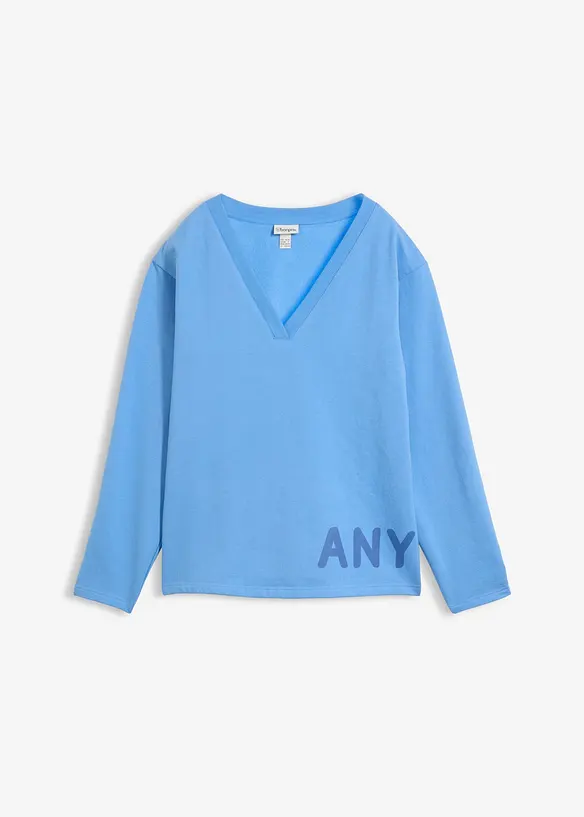 Sweatshirt aus elastischem Bio-Baumwoll-Mix in blau von vorne - bonprix Sweatshirt aus elastischem Bio-Baumwoll-Mix in blau von vorne - bonprix