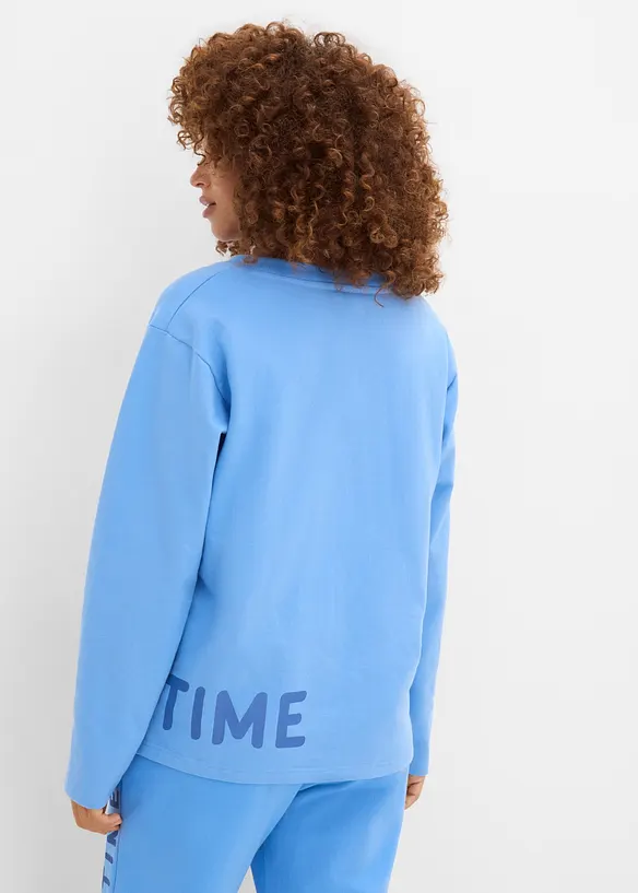 Sweatshirt aus elastischem Bio-Baumwoll-Mix in blau von hinten (im Anschnitt) - bonprix Sweatshirt aus elastischem Bio-Baumwoll-Mix in blau von hinten (im Anschnitt) - bonprix