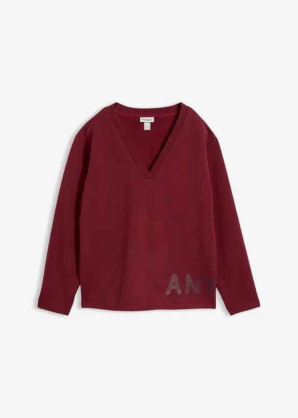 Sweatshirt aus elastischem Bio-Baumwoll-Mix in rot von vorne - bonprix