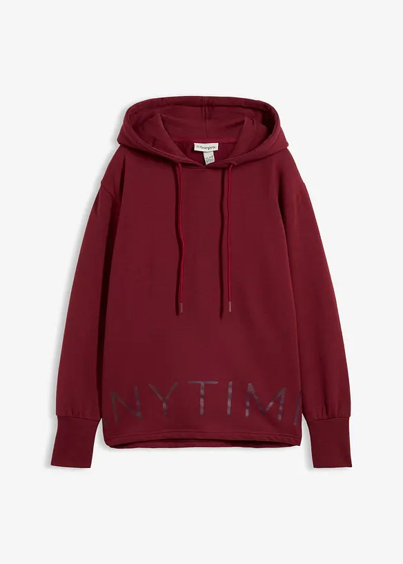 Hoodie aus elastischem Bio-Baumwoll-Mix in rot von vorne - bonprix