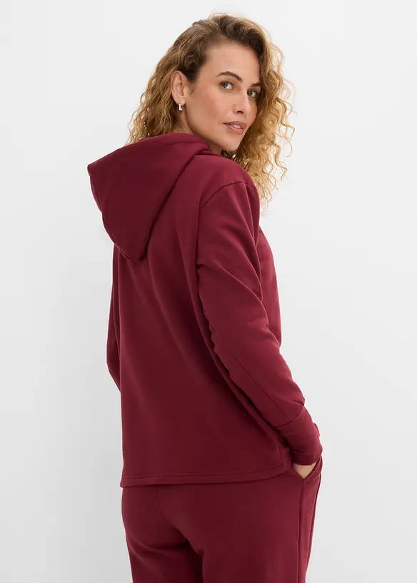 Hoodie aus elastischem Bio-Baumwoll-Mix in rot von hinten (im Anschnitt) - bonprix