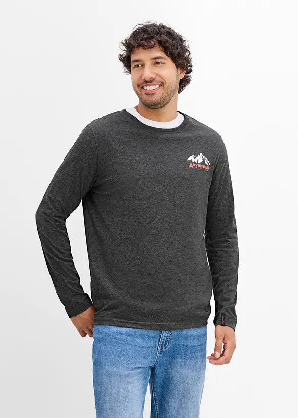 Langarmshirt in Regular Fit (2er Pack) in blau von vorne (im Anschnitt) - bonprix