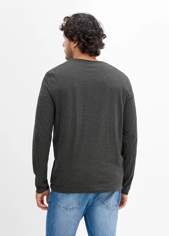 Langarmshirt in Regular Fit (2er Pack) in blau von hinten (im Anschnitt) - bonprix