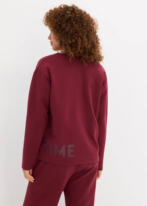 Sweatshirt aus elastischem Bio-Baumwoll-Mix in rot von hinten (im Anschnitt) - bonprix