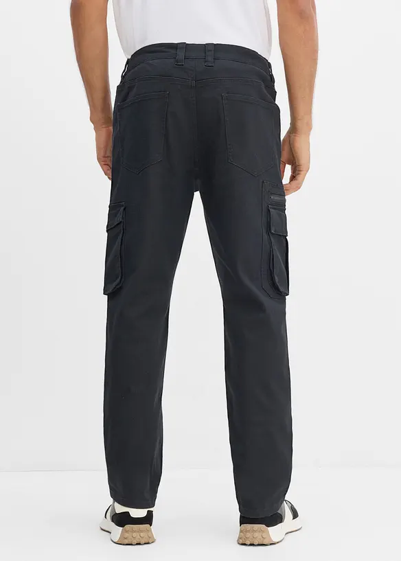 Classic Fit Stretch-Cargohose mit Dehnbund, Straight in schwarz von hinten - bonprix Classic Fit Stretch-Cargohose mit Dehnbund, Straight in schwarz von hinten - bonprix