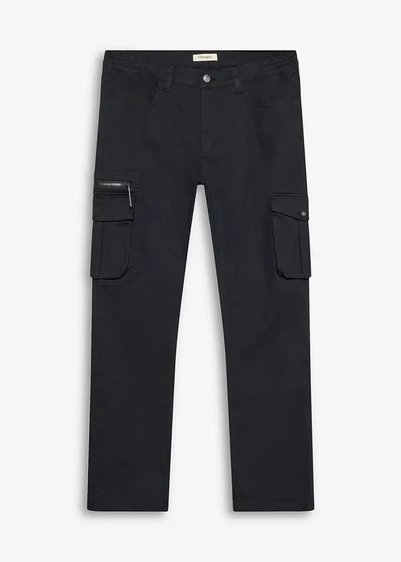Classic Fit Stretch-Cargohose mit Dehnbund, Straight in schwarz von vorne - bonprix Classic Fit Stretch-Cargohose mit Dehnbund, Straight in schwarz von vorne - bonprix