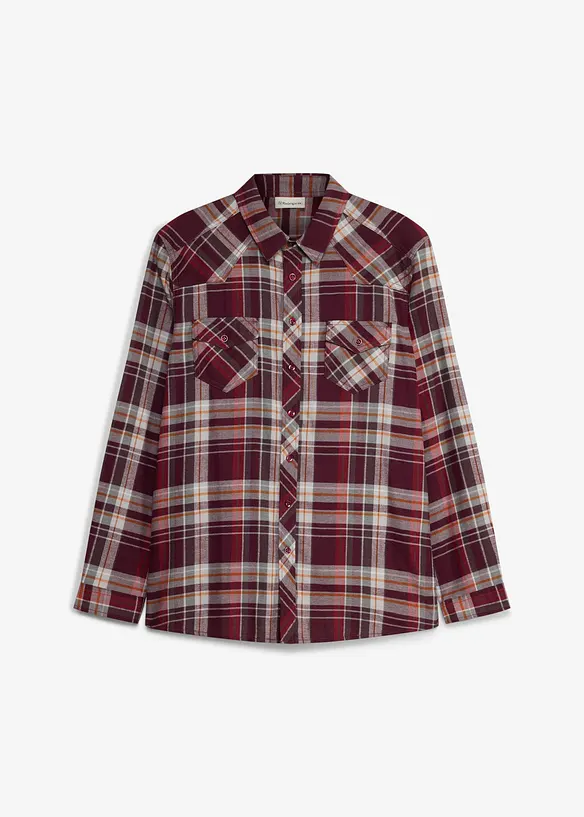 Flanellhemd aus reiner Baumwolle in rot von vorne - bonprix Flanellhemd aus reiner Baumwolle in rot von vorne - bonprix