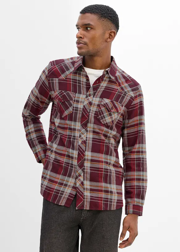 Flanellhemd aus reiner Baumwolle in rot von vorne (im Anschnitt) - bonprix Flanellhemd aus reiner Baumwolle in rot von vorne (im Anschnitt) - bonprix