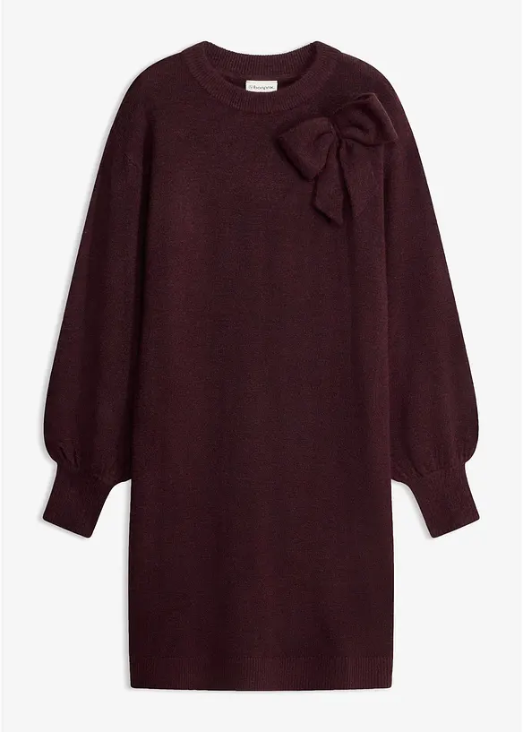 Strickkleid mit Schleifen-Applikation in rot von vorne - bonprix Strickkleid mit Schleifen-Applikation in rot von vorne - bonprix