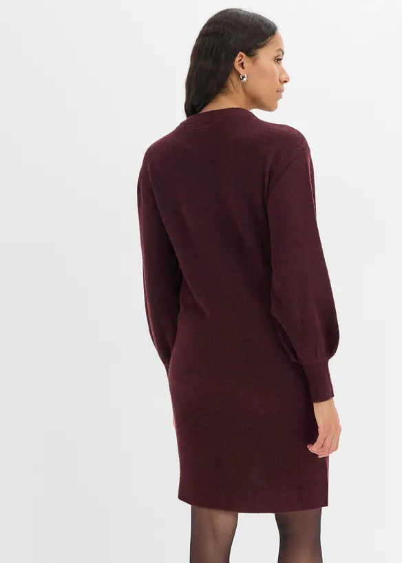 Strickkleid mit Schleifen-Applikation in rot von hinten (Totalaufnahme) - bonprix Strickkleid mit Schleifen-Applikation in rot von hinten (Totalaufnahme) - bonprix