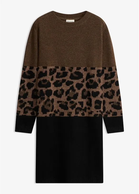 Strickkleid mit Jacquardmuster in schwarz von vorne - bonprix Strickkleid mit Jacquardmuster in schwarz von vorne - bonprix