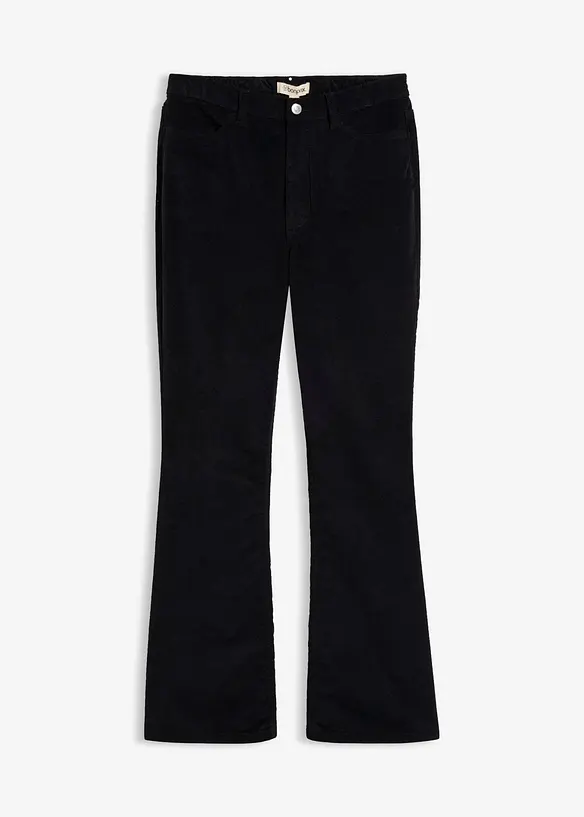 Bootcut-Cordhose aus Baumwoll-Mix in schwarz von vorne - bonprix