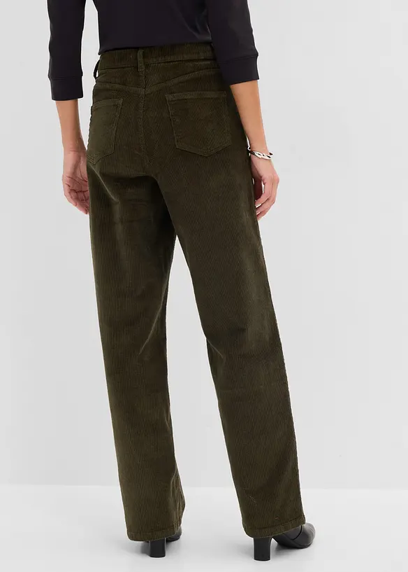 Cordhose mit ausgestelltem Bein in grün von hinten - bonprix Cordhose mit ausgestelltem Bein in grün von hinten - bonprix