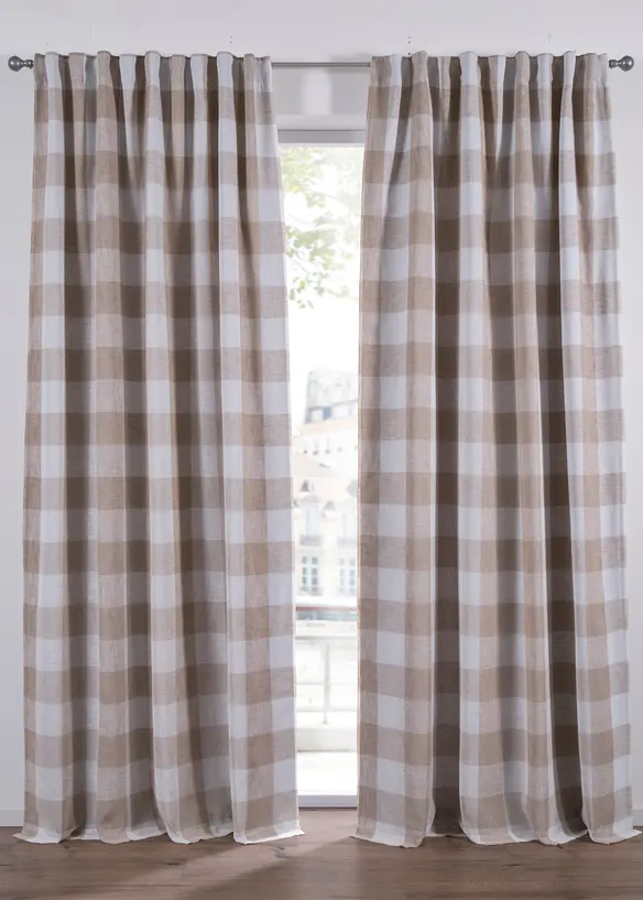Verdunkelungsvorhang doppellagig mit Karo (1er Pack) in beige - bonprix