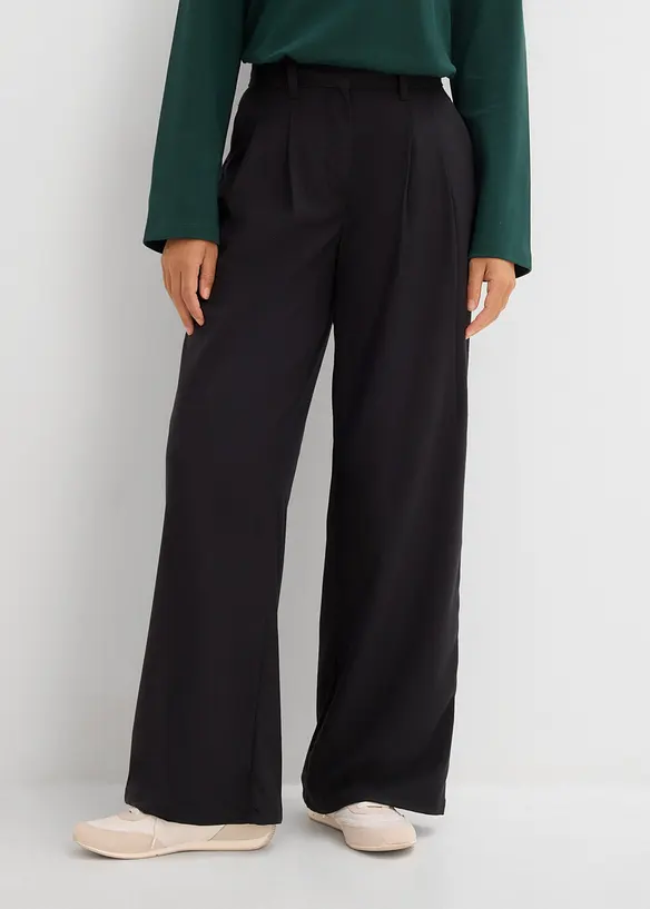 Hose in Wolloptik aus Viskose-Mix in schwarz von vorne - bonprix Hose in Wolloptik aus Viskose-Mix in schwarz von vorne - bonprix