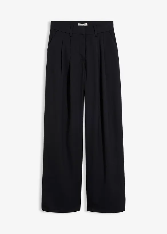 Hose in Wolloptik aus Viskose-Mix in schwarz von vorne - bonprix Hose in Wolloptik aus Viskose-Mix in schwarz von vorne - bonprix