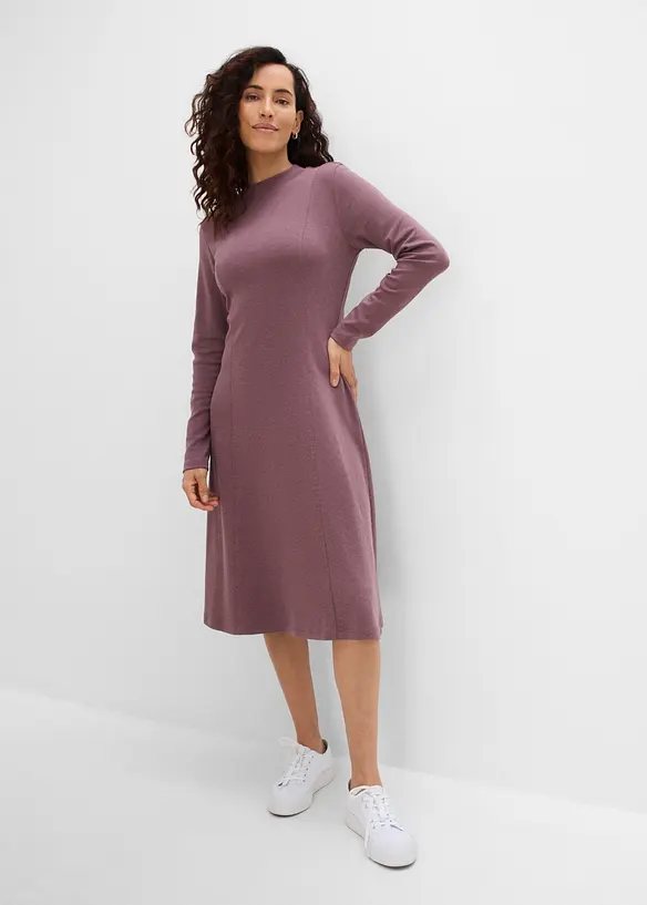 Jerseykleid in lila von vorne (Totalaufnahme) - bonprix