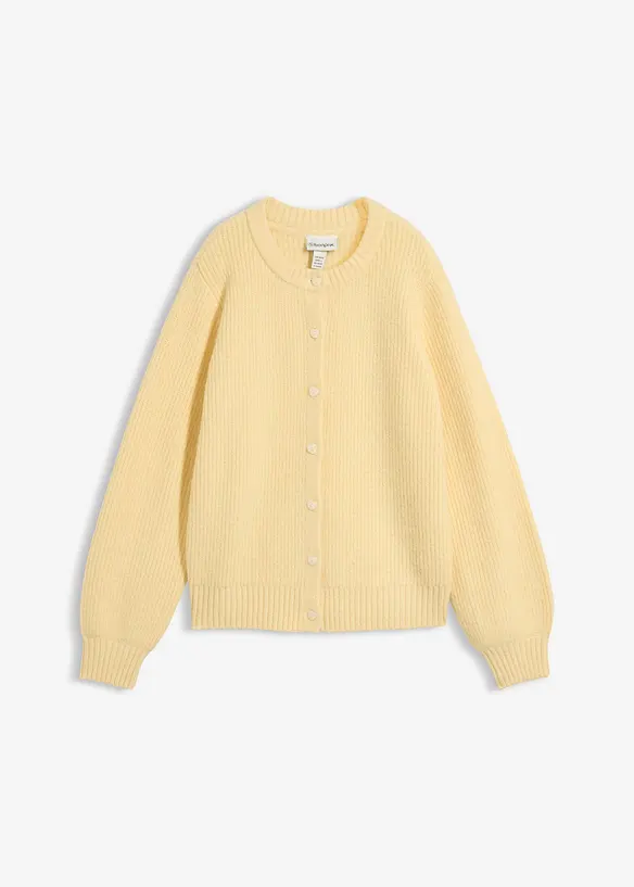 Strickjacke mit Herzknöpfen in gelb von vorne - bonprix Strickjacke mit Herzknöpfen in gelb von vorne - bonprix