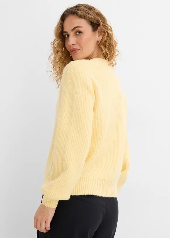 Strickjacke mit Herzknöpfen in gelb von hinten (im Anschnitt) - bonprix Strickjacke mit Herzknöpfen in gelb von hinten (im Anschnitt) - bonprix