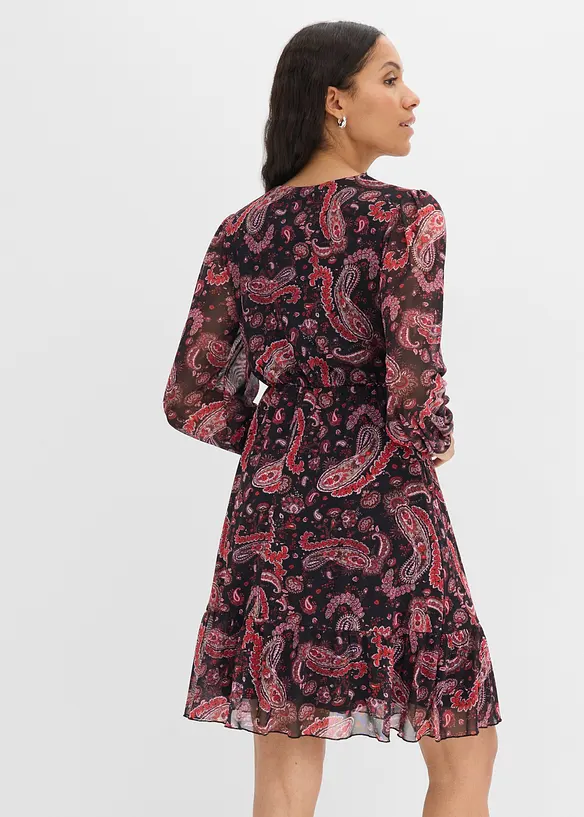Kleid aus softem Mesh in schwarz von hinten (Totalaufnahme) - bonprix