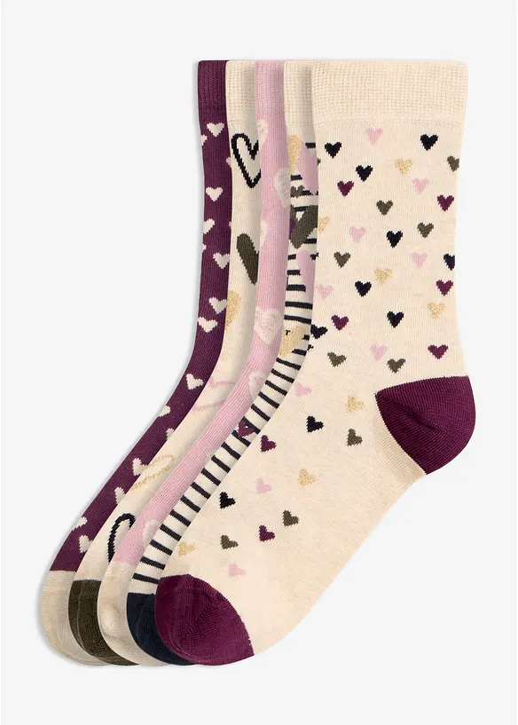 Socken mit Bio-Baumwolle (5er Pack) in weiß von vorne - bonprix