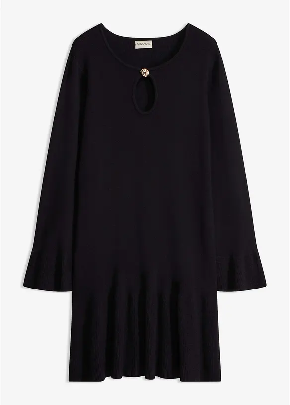 Strickkleid aus Viskose-Mix in schwarz von vorne - bonprix Strickkleid aus Viskose-Mix in schwarz von vorne - bonprix