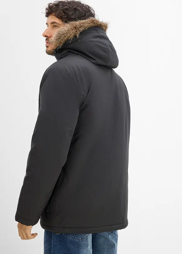Wasserdichter Funktions-Parka mit abtrennbarer Kapuze in schwarz von hinten (im Anschnitt) - bonprix