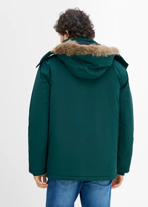 Wasserdichter Funktions-Parka mit abtrennbarer Kapuze in grün von hinten (im Anschnitt) - bonprix