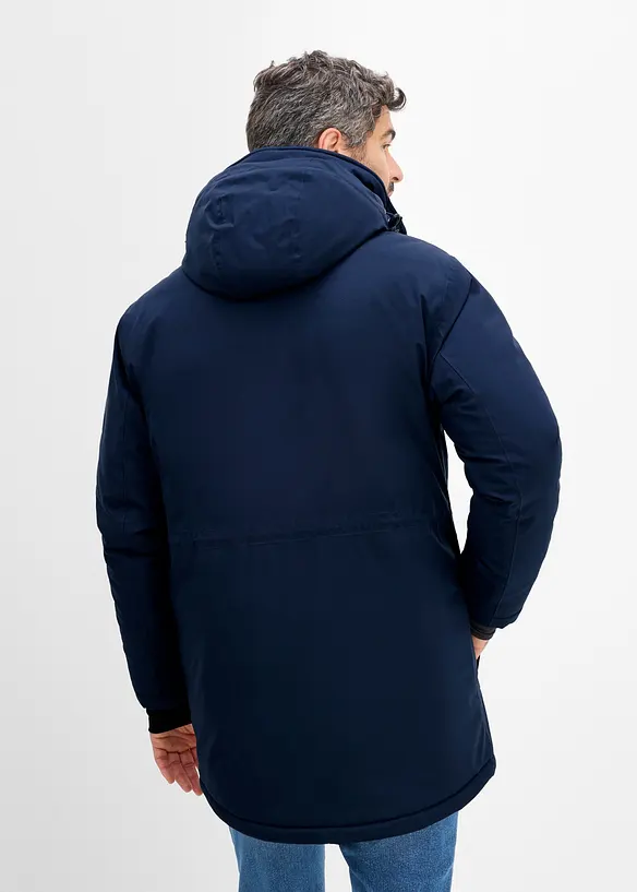 Wasserdichter Funktions-Parka mit abnehmbarer Kapuze, warm gefüttert in blau von hinten (im Anschnitt) - bonprix