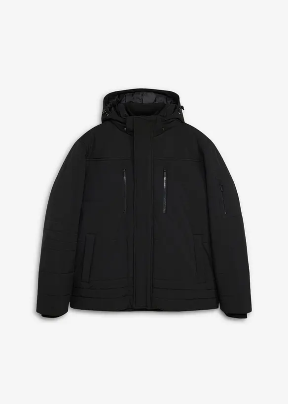 Wasserabweisende Funktions-Jacke mit abnehmbarer Kapuze in schwarz von vorne - bonprix