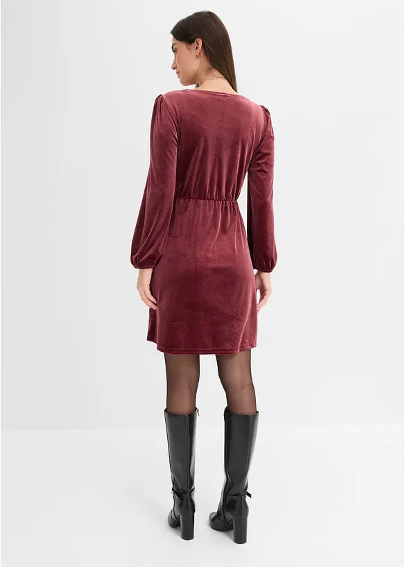 Jerseykleid aus softem Samt in rot von hinten (Totalaufnahme) - bonprix Jerseykleid aus softem Samt in rot von hinten (Totalaufnahme) - bonprix