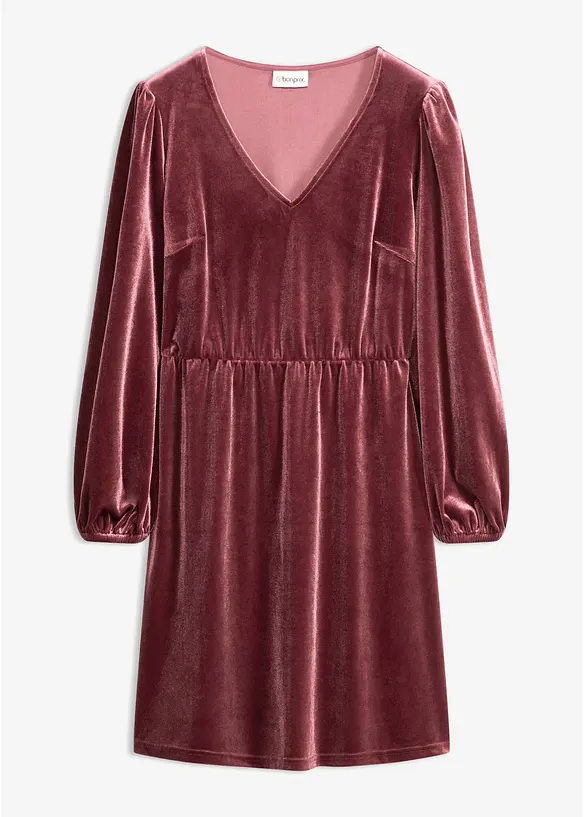 Jerseykleid aus softem Samt in rot von vorne - bonprix Jerseykleid aus softem Samt in rot von vorne - bonprix