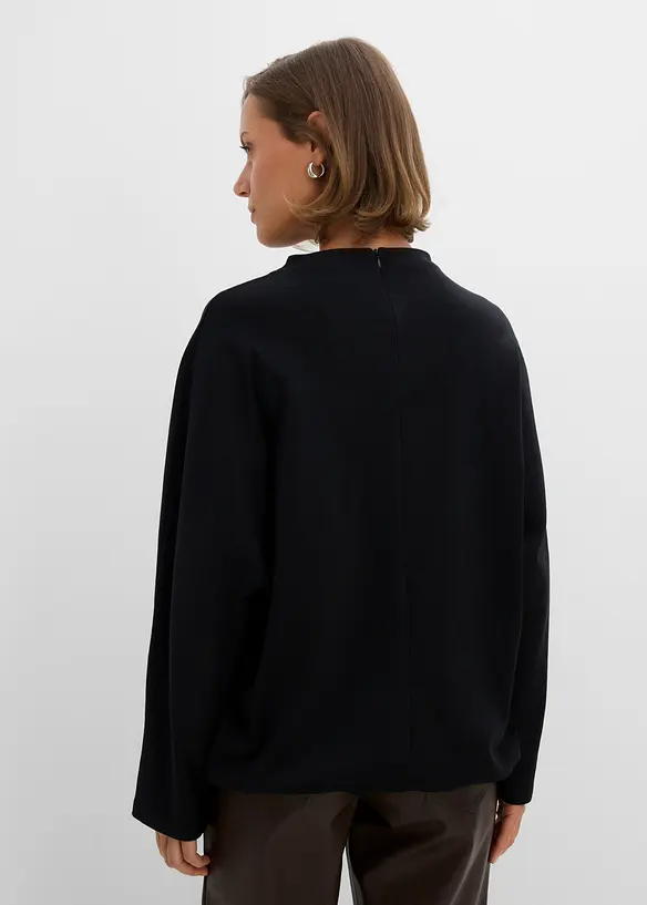 Langarmshirt aus schwerer Bio-Baumwolle in schwarz von hinten (im Anschnitt) - bonprix
