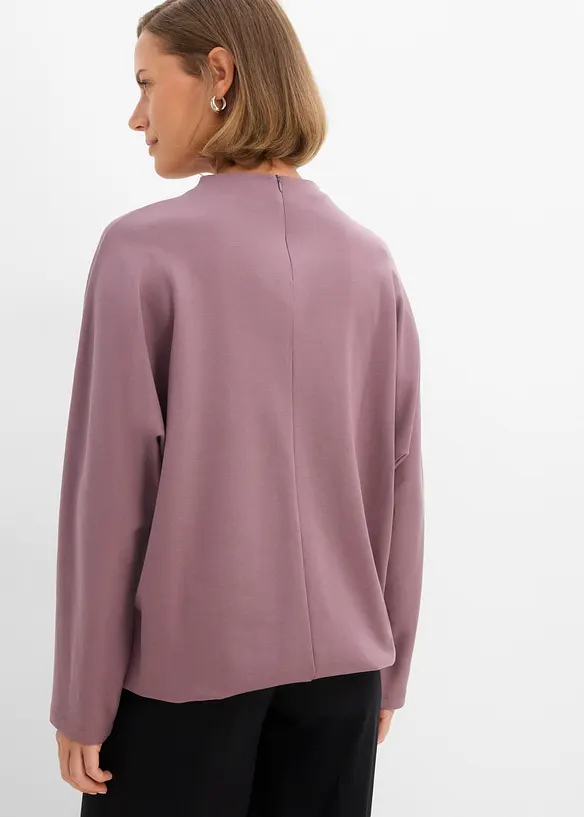 Langarmshirt aus schwerer Bio-Baumwolle in lila von hinten (im Anschnitt) - bonprix