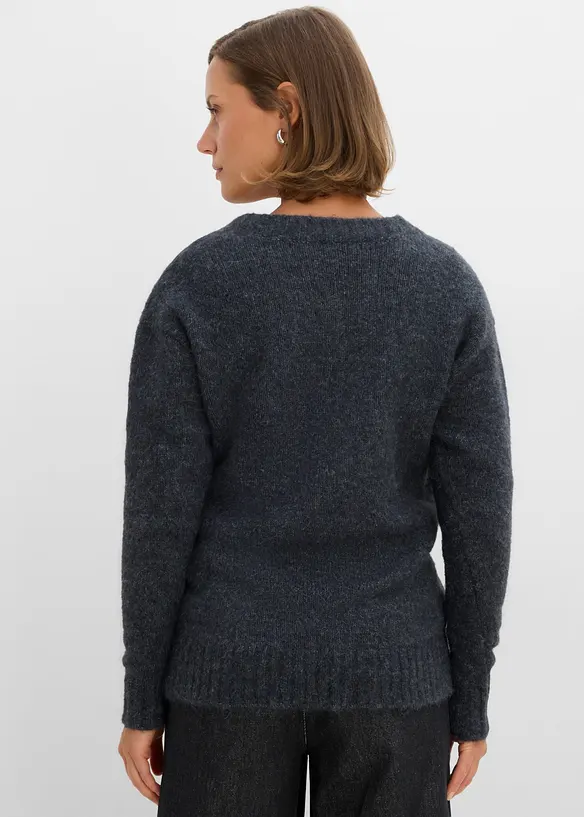 Pullover mit Wollanteil in grau von hinten (im Anschnitt) - bonprix Pullover mit Wollanteil in grau von hinten (im Anschnitt) - bonprix