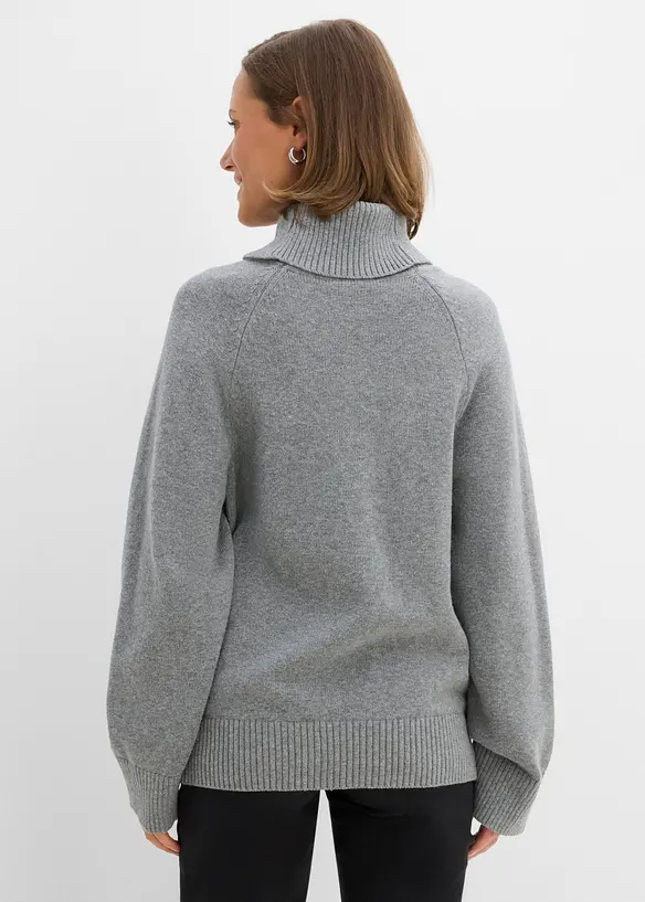 Rollkragenpullover mit dekorativer Naht in grau von hinten (im Anschnitt) - bonprix