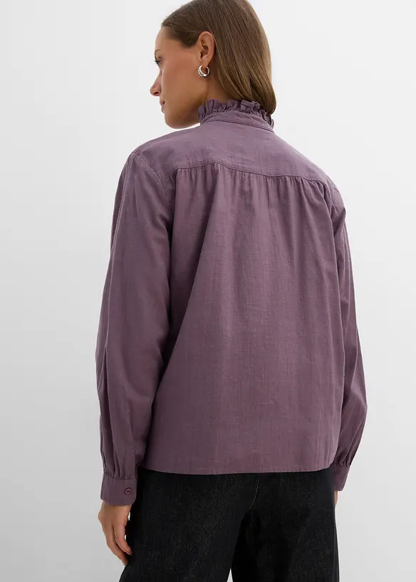 Bluse aus reiner Baumwolle in lila von hinten (im Anschnitt) - bonprix