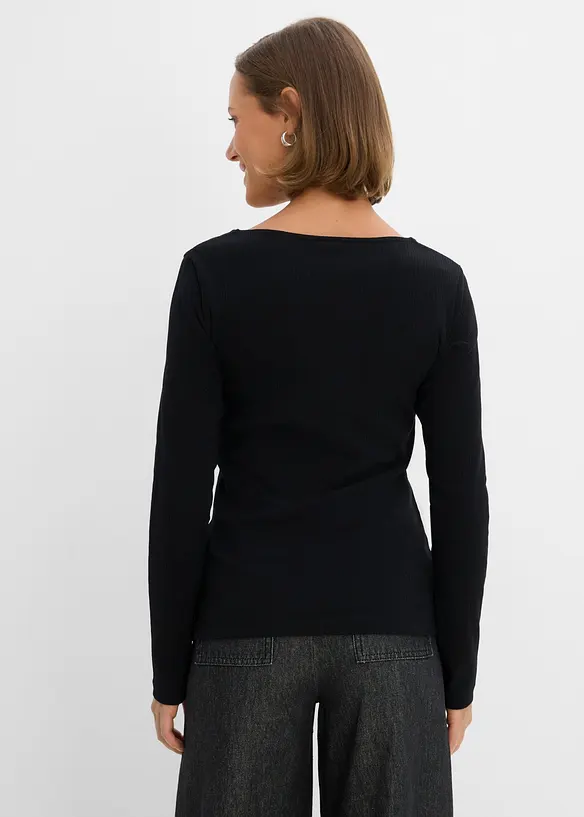 Langarmshirt in schwarz von hinten (im Anschnitt) - bonprix