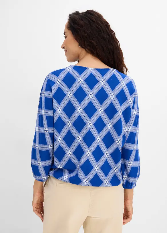Pullover aus feinem Viskose-Mix in blau von hinten (im Anschnitt) - bonprix