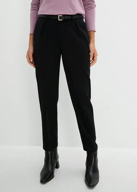Cropped Hose mit Bügelfalte in schwarz von vorne - bonprix Cropped Hose mit Bügelfalte in schwarz von vorne - bonprix