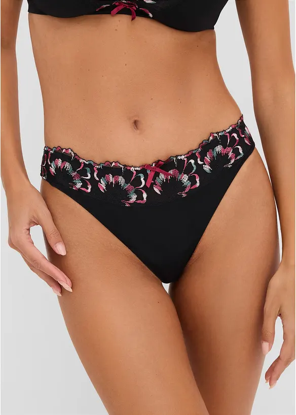 Slip mit nahtloser Hinterhose in schwarz von vorne - bonprix