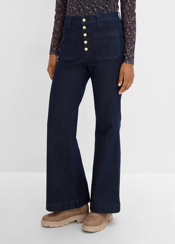 Flared-Jeans High Waist in blau von vorne - bonprix Flared-Jeans High Waist in blau von vorne - bonprix