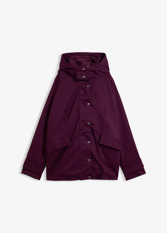 3 in 1 Jacke, wasserabweisende Longjacke, Weste in lila von vorne - bonprix